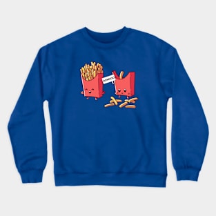 Funny Cartoon French Fries Sneezing Crewneck Sweatshirt